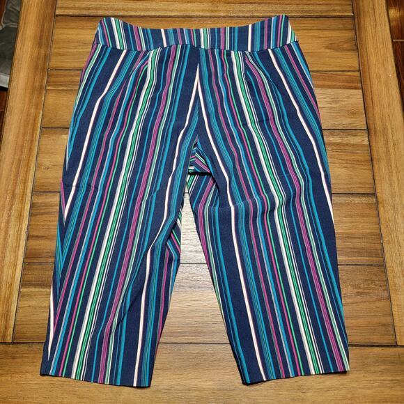 Terra & Sky Multicolor Stripes Pull-On Capri Pants w/ Front Pockets - ox (14W) - Picture 3 of 5